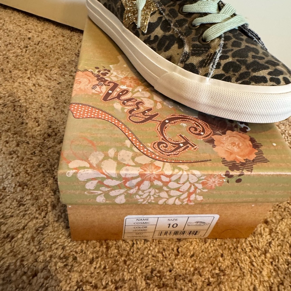 Very G Leopard Print Sneakers with Mint Laces